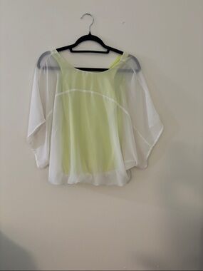 Express Sheer White and Light Green Top
